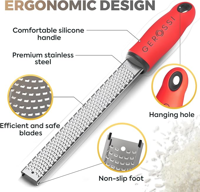 Stainless Steel Cheese Grater & Lemon Zester w/Extra Sharp Blade - Image 4