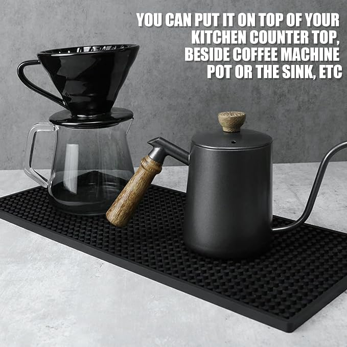 6" x 12" Small Bar Mat, Coffee Mat Small Black PVC Mat, Spill Mats - Image 7
