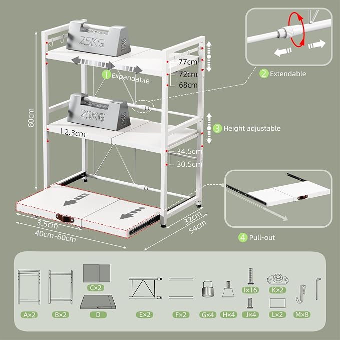 NETEL Expandable Microwave Stand, 3 Tier Metal Kitchen Countertop Organizer - Image 3