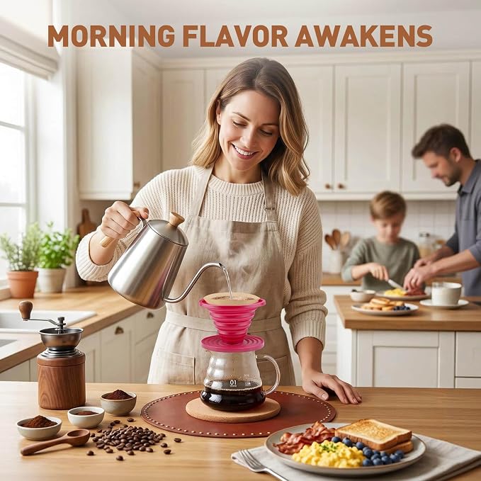 2Pcs Collapsible Pour Over Coffee Dripper, Silicone Filter Holder | Reusable - Image 4