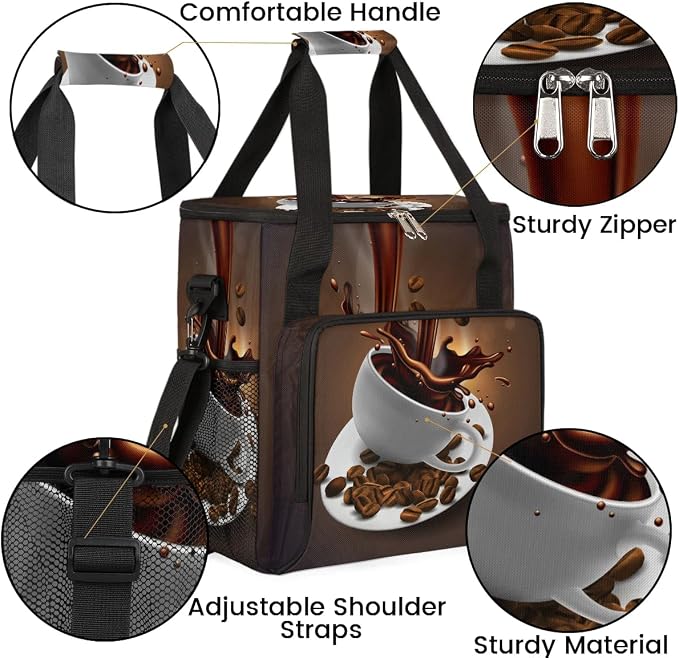 Hot Coffee Print Maker Carring Bag Coffee Travel Carrying Storage Tote Bag - Image 6