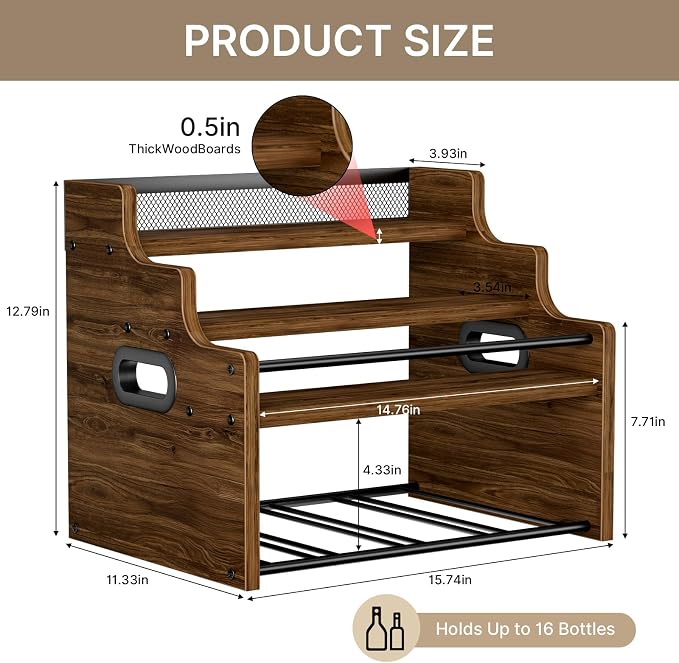 4-Tier Wood Display Shelf Wine Rack - Image 3
