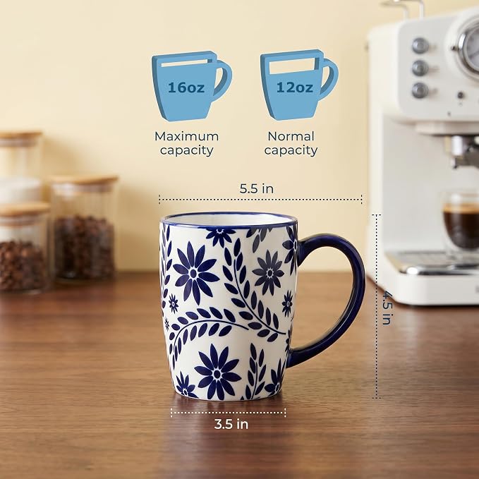 glowworm Coffee Mugs, 16 Ounce Ceramic Coffee Cups Set of 4, Large Latte Cups - Image 2