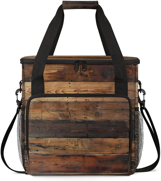 Rustic Wooden Board Brown Coffee Machine Bag Compatible by BICUUZHI