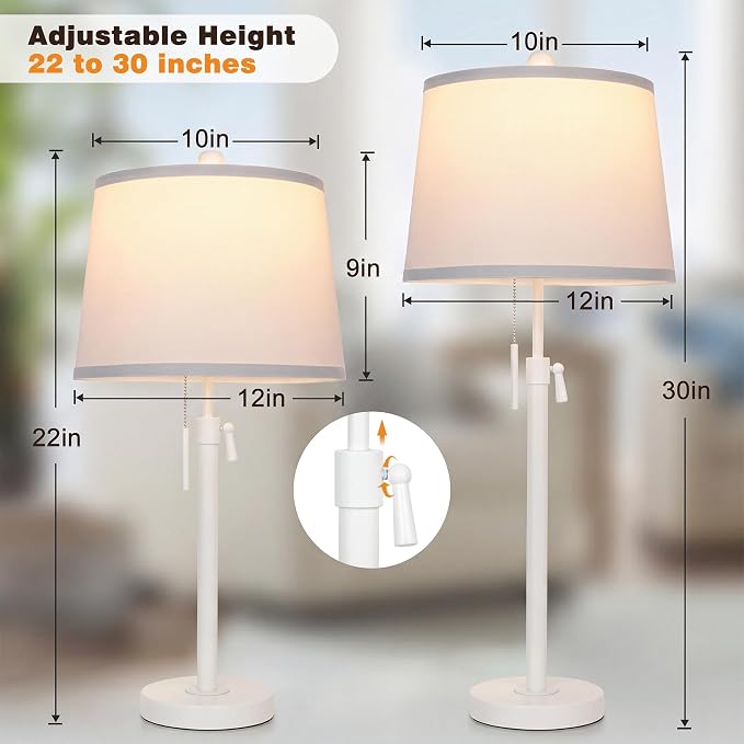 JUNNAI White Table Lamps Set of 2 - Image 3