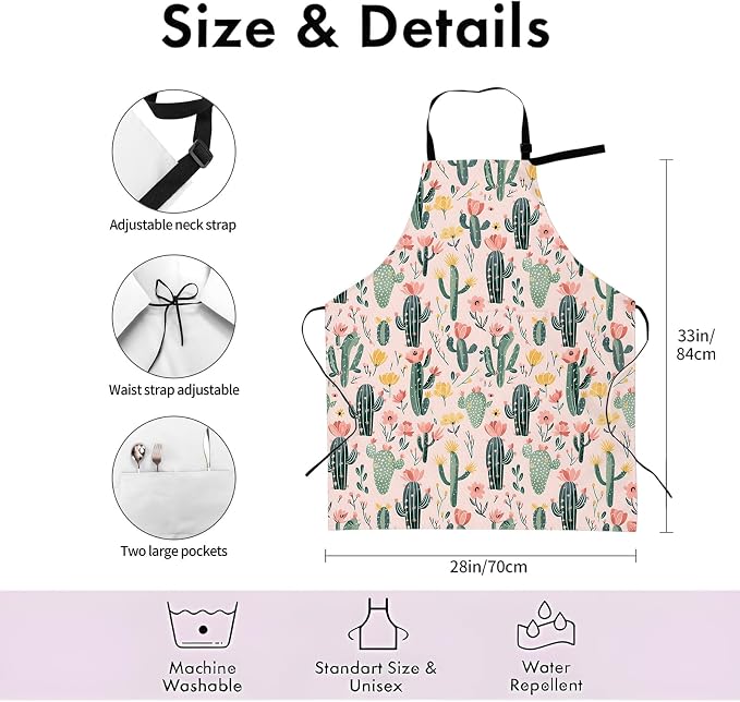 Desert Bloom Apron, Adjustable Waterproof Oxford Fabric Kitchen Apron - Image 3