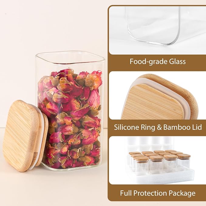 TBWIND 12 Pack 8 oz Square Glass Spice Jars - Image 7