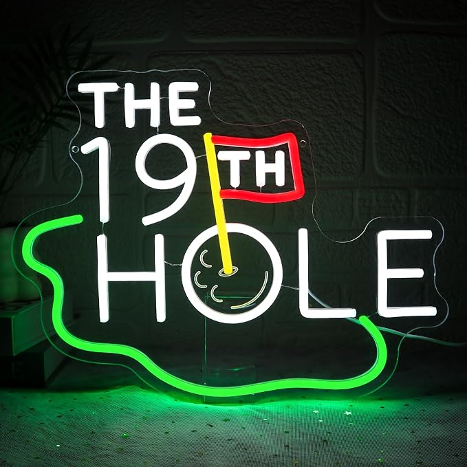 Golf Neon Sign for Wall Decor Dimmable 19th Hole Led Sign for Bedroom Neon by Unknown