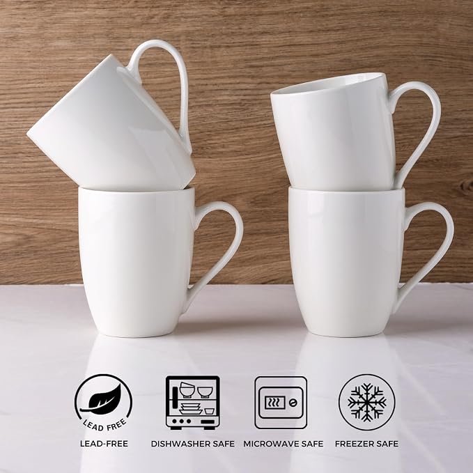GBhome 12 oz Coffee Mugs Set of 6, Off White Mugs - Image 3