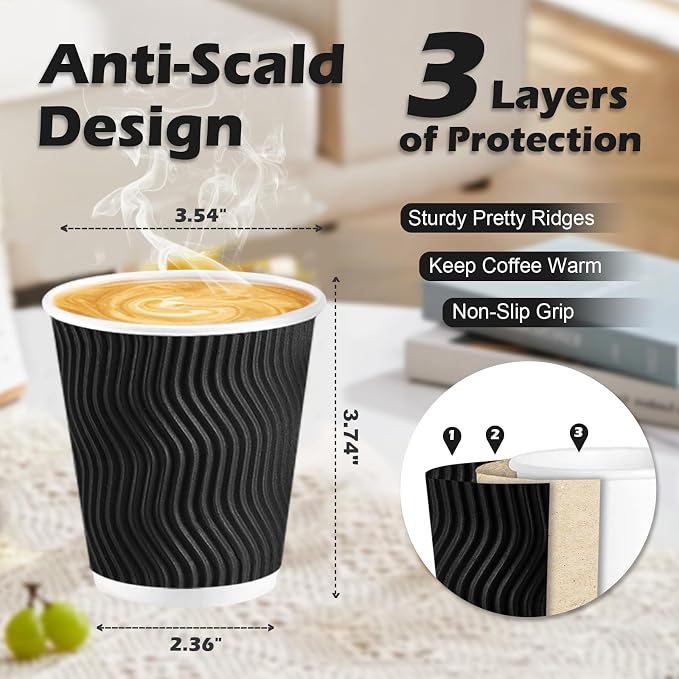 Lamosi 500 Pack Disposable Coffee Cups 10 OZ, Paper Coffee Cups - Image 2