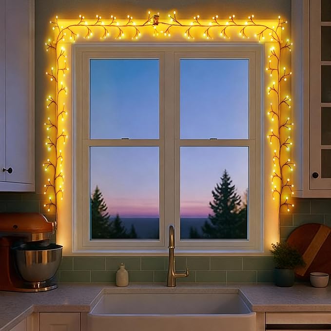 Willow Vine Lights for Window Frame: 7.9Ft Decorations Willow Vine Fairy Lights - Image 8