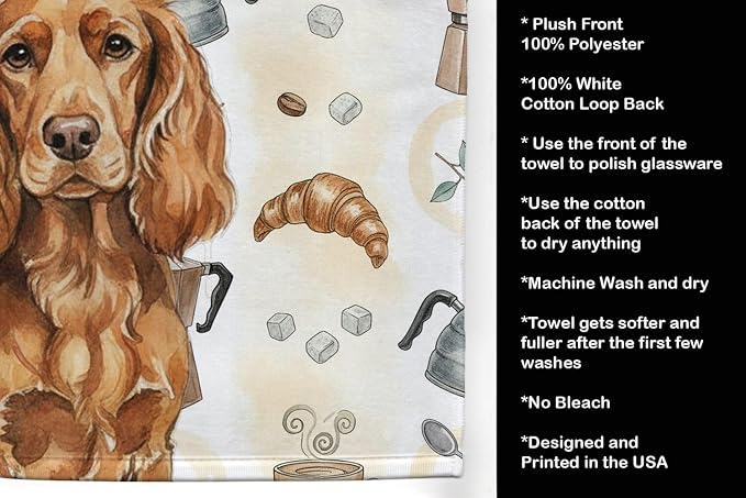 Caroline's Treasures Boykin Spaniel Coffee Bar Kitchen Towel Velour Plush Front - Image 4