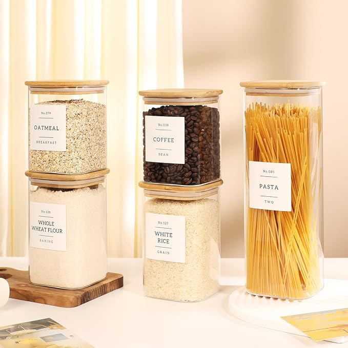 5 Pack Square Glass Pantry Storage Containers - Image 7
