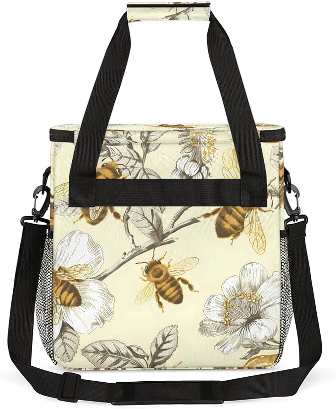 Honey Bee Floral Coffee Maker Carring Bag, Large Insulated Storage Organizer - Image 5