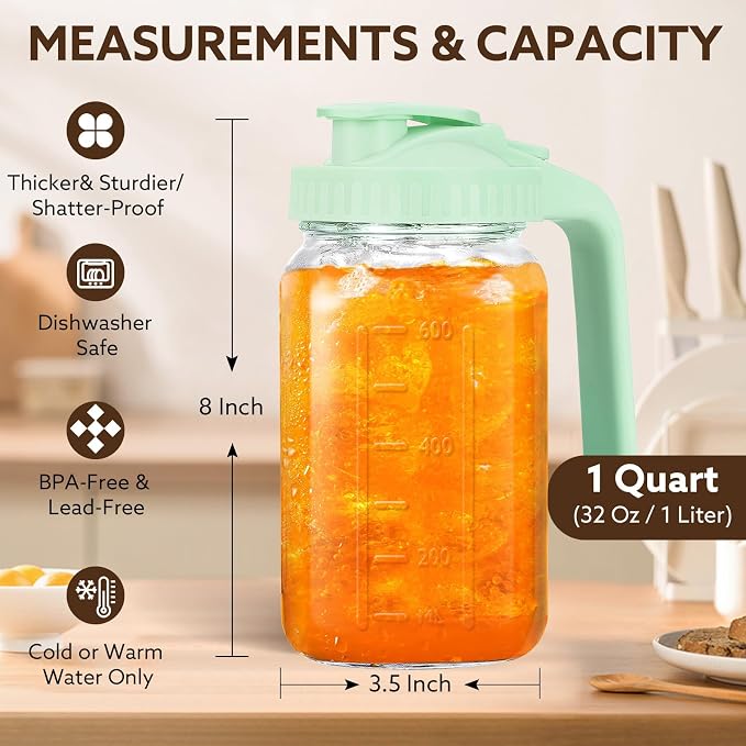 Mihlapi Breast Milk Pitcher, 32 OZ Mason Jar Pitcher - Image 4