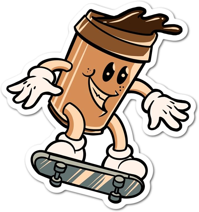 3" Coffee Brew Latte Skateboard Skateboarding Skater Laminated laptop tablet by Handmade
