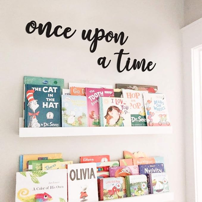 Huray Rayho Once Upon a Time Wood Sign Nursery Wall Decor Words Art Hanging - Image 5