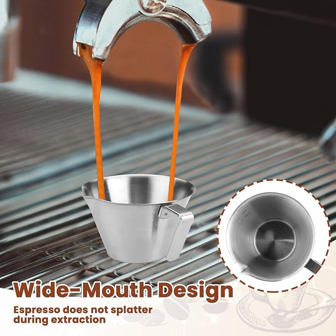 2 Pieces 3.4 Oz/100 ml Espresso Measuring Cups, Stainless Steel Espresso Shot - Image 5
