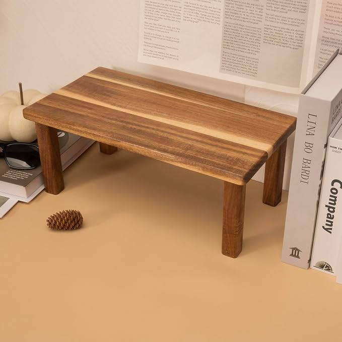 Acacia Wooden Desktop Organizer Shelf Kitchen Cabinet and Counter Riser Display - Image 9