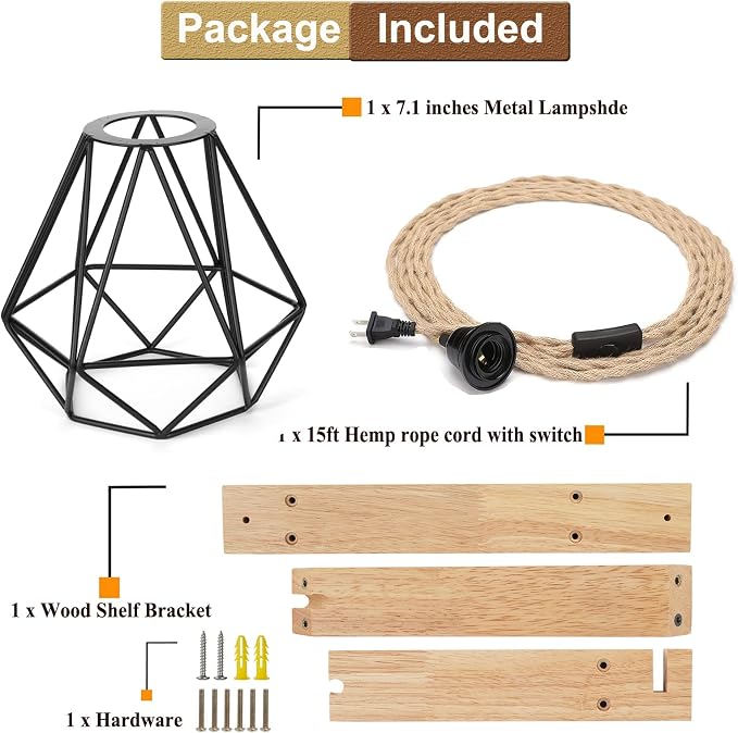 Frideko Wood Plug in Wall Sconces Set of Two, Hanging Lamps that Plug into Wall - Image 5