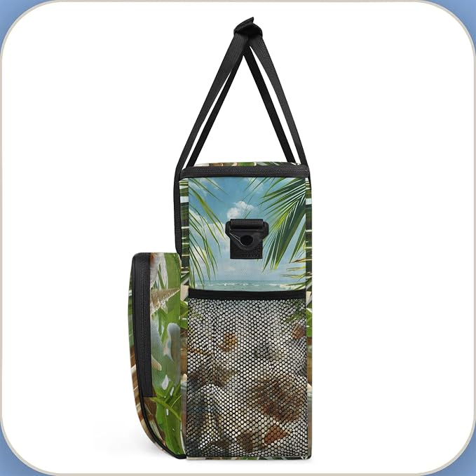 Ocean Beach Seashell Palm Tree Coffee Maker Carring Bag, Large Insulated - Image 4