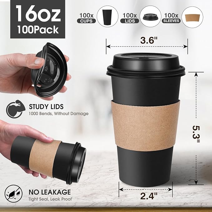 Ginkgo 100 Pack Disposable Coffee Cups - Image 2