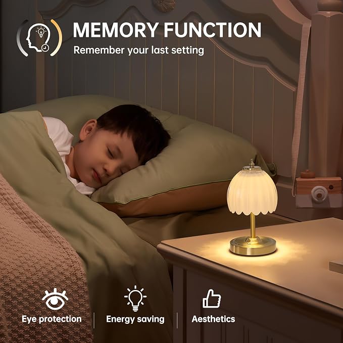 Shenmoyl Tulip Small Table Lamp, 5200mAh Cordless Touch Control Mini Table Lamp - Image 7