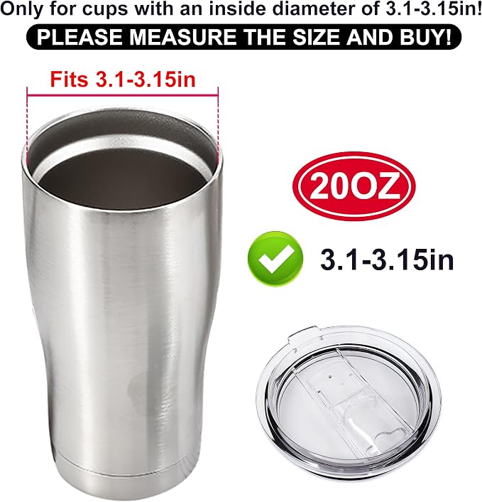 2 Replacement Lids for 20oz Stainless Steel Tumbler Travel Cup - Image 6