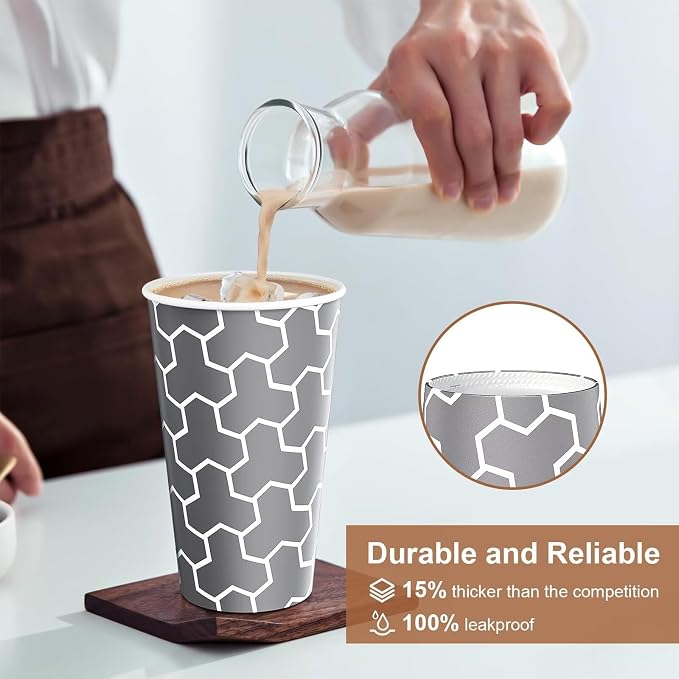 16 oz Coffee Cups 180 Pack, Disposable Coffee Cups Hot Paper Cups 16 oz - Image 4
