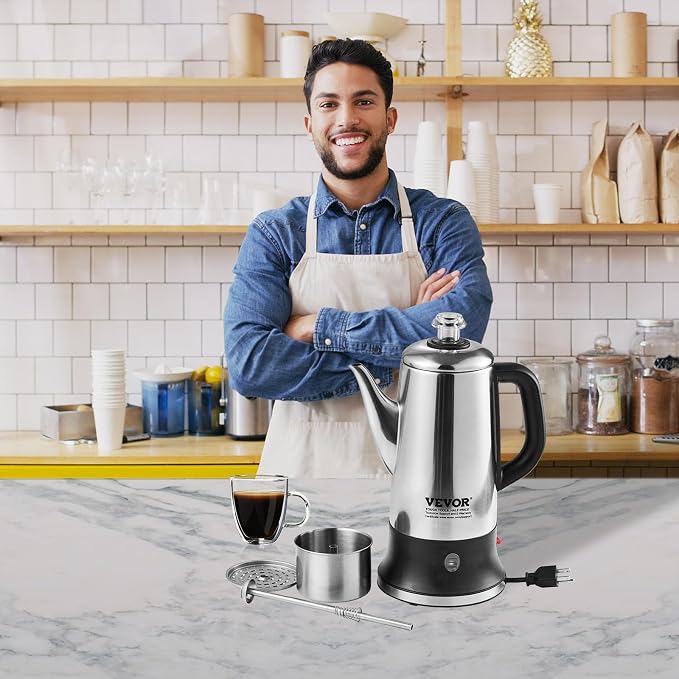VEVOR 12-Cup Electric Percolator Coffee Pot, 304 Stainless Steel Body Coffee - Image 9
