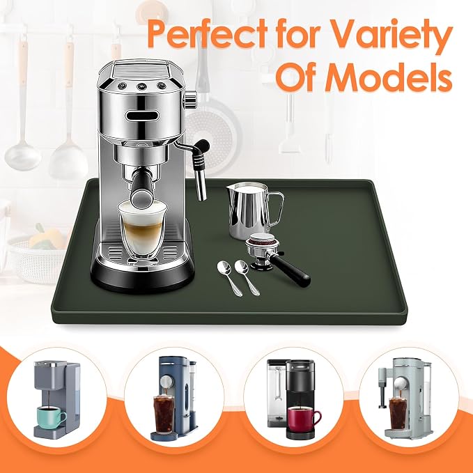 Silicone Coffee Maker Mat with Lip, 15.7'' x 11.8'' Heavy Duty Coffee Maker Mat - Image 6