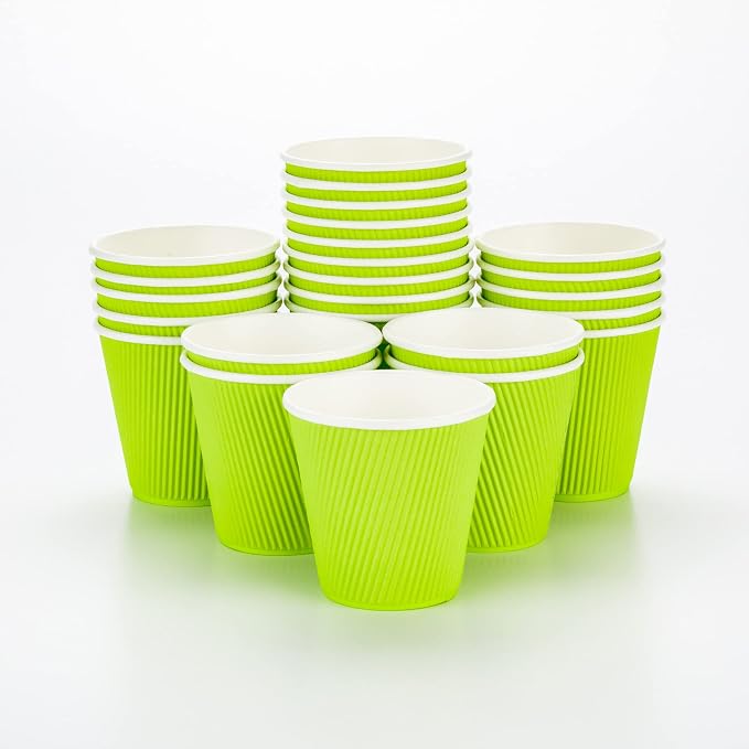 Restaurantware Ripple Wall Coffee Cups 25 Count 8 Ounce Insulated Eco Green by Restaurantware
