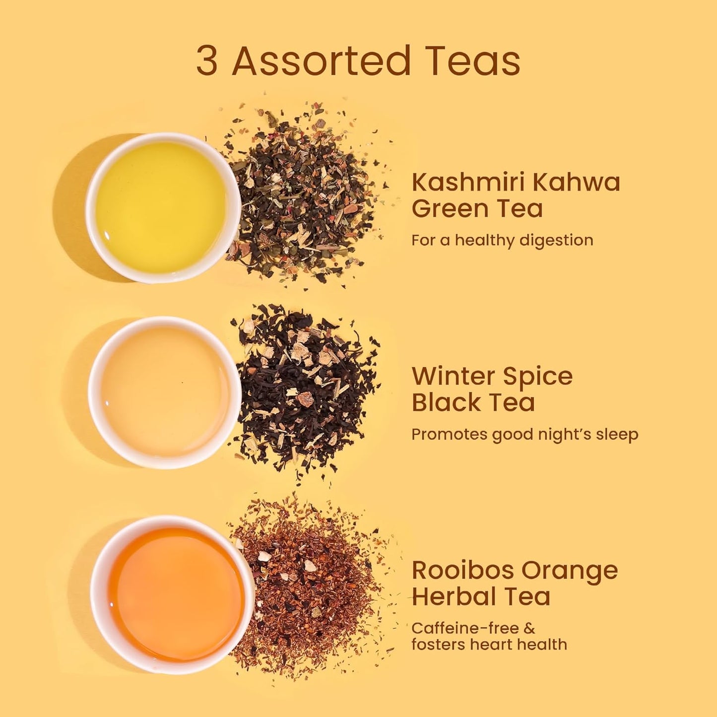 Teaniru, Grandeur Tea Collection – Pack of 40 | Loose Leaf Tea Sampler Gift | 3 Flavored Tea - Black, Herbal & Green Tea | Loose Leaf Tea Gift Set for Corporate Gifting