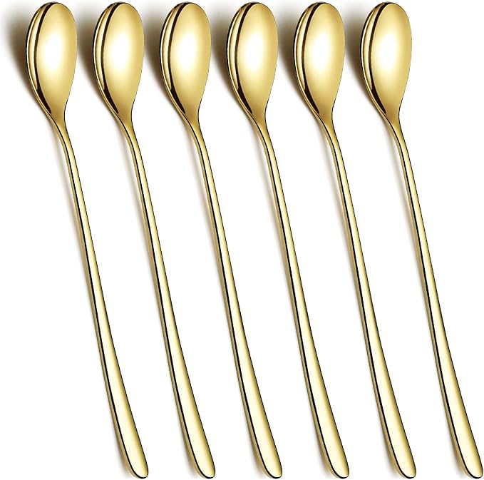 Long Handle Iced Tea Spoons, 9.5-Inch Stainless Steel Dessert and Coffee Mixing by Monfasye