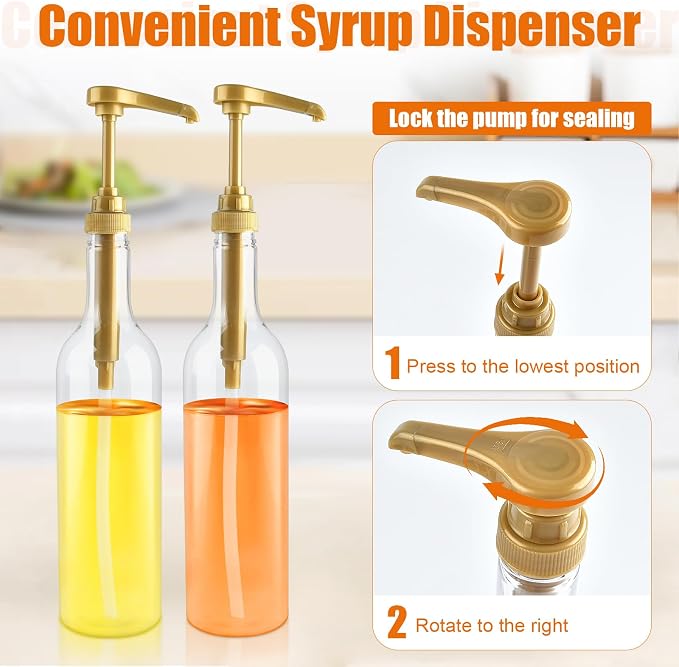 4 Pack Syrup Dispenser for Coffee Bar, 25.4 oz/750 ml Clear Syrup Dispenser - Image 6