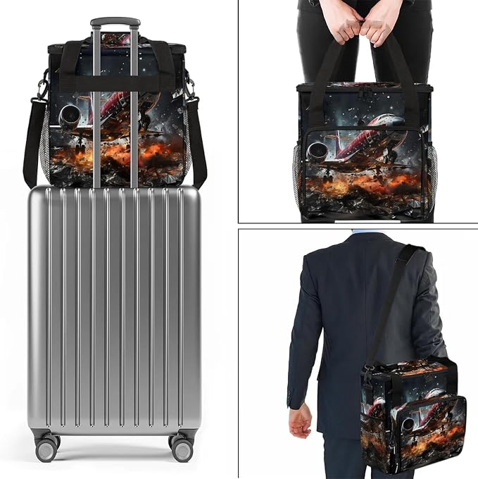 Retro Airplane Coffee Maker Carring Bag, Large Insulated Storage Organizer Case - Image 7