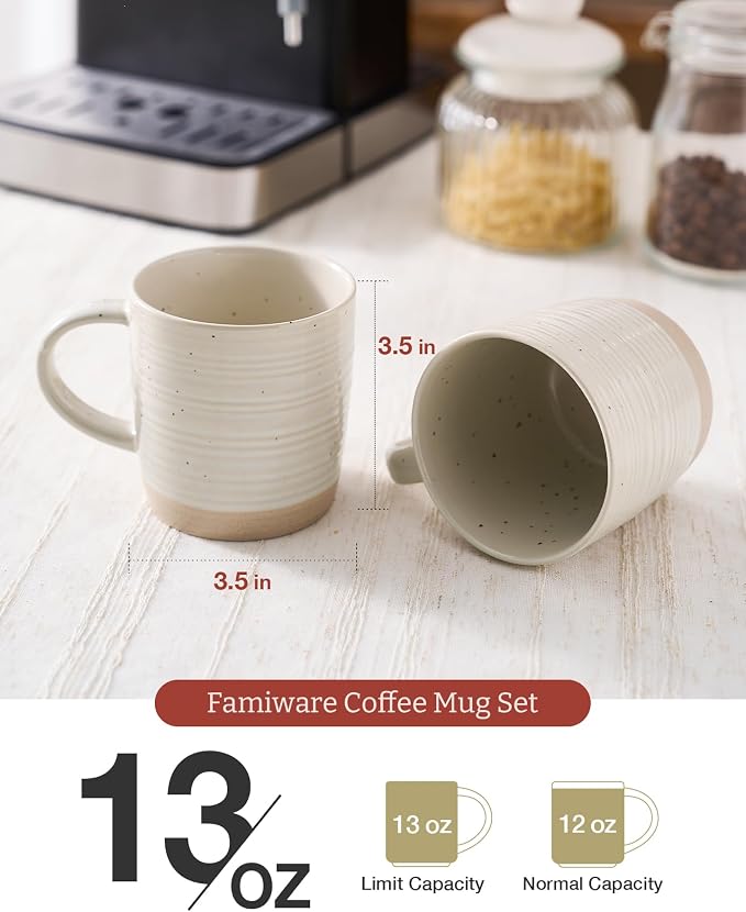 famiware Coffee Mugs Set of 4, 13 oz Mug Set, Ceramic Cup Set - Image 3