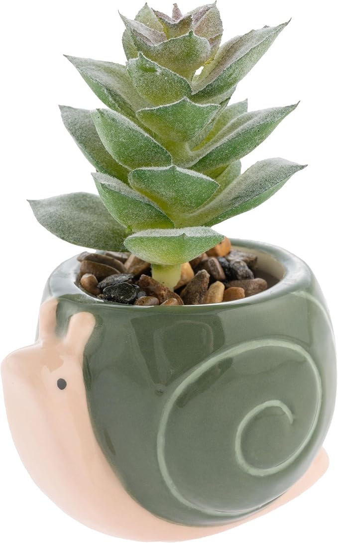 Karma, Shaped Succulent Pot, Artificial Faux Mini Succulents in Ceramic Pot by KarmaGifts