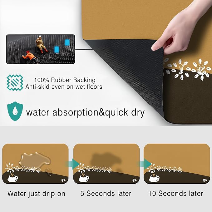 Fun Absorbent Coffee Bar Mat - Image 2
