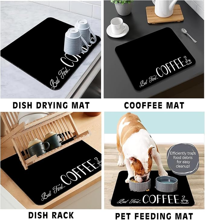 Coffee Bar Mat Rubber Dish Drying Mat - Image 4