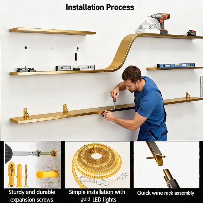 59.1IN Modern Wall Mounted Wine Rack - Image 4