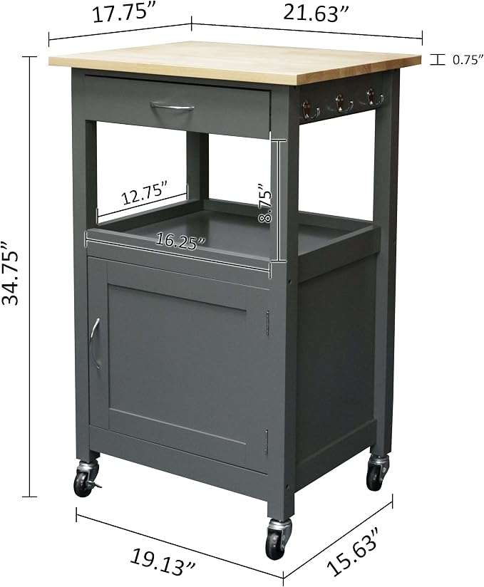eHemco Kitchen Island Cart on Wheels - Image 4