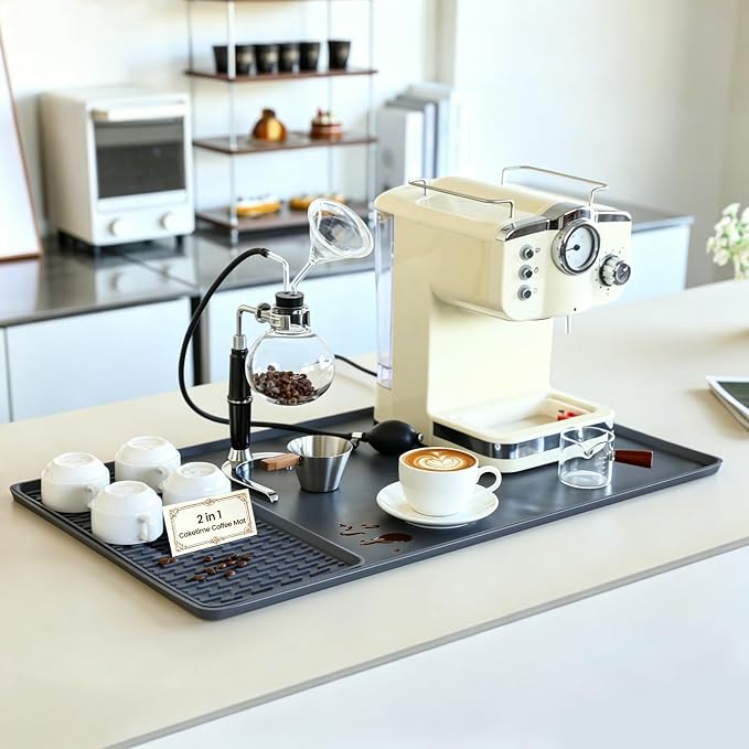 Caketime 2 In 1 Extra Large 16"x28" Silicone Coffee Bar Mat Accessories Heat by CAKETIME