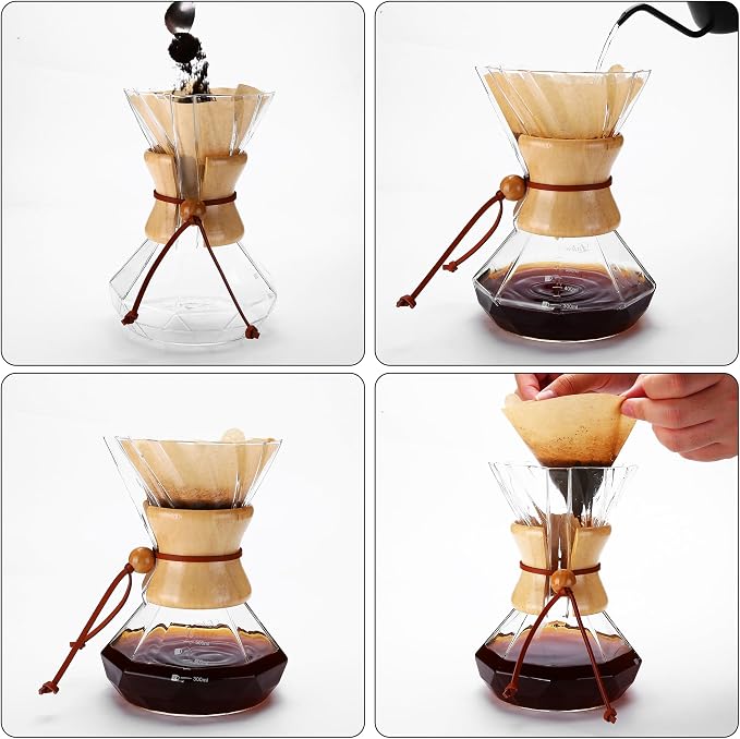 Lalord Pour Over Coffee Maker, 19 oz Borosilicate Glass Coffee Carafe - Image 5