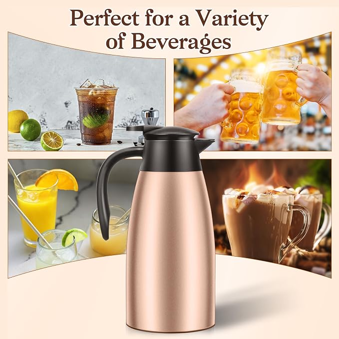 Essenya 2 PCS 68 OZ Thermal Coffee Carafe, Insulated Stainless Steel Coffee - Image 5