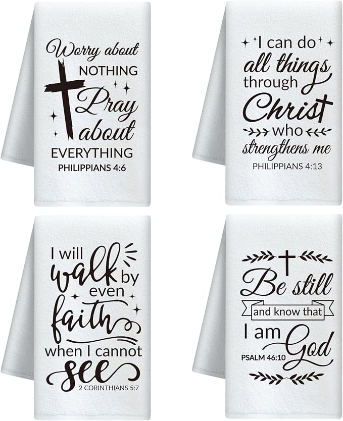 CUTHOLLOW Bible Quote Decorative Kitchen Towels Set of 4, 15.74"x23.62" Soft & by CUTHOLLOW