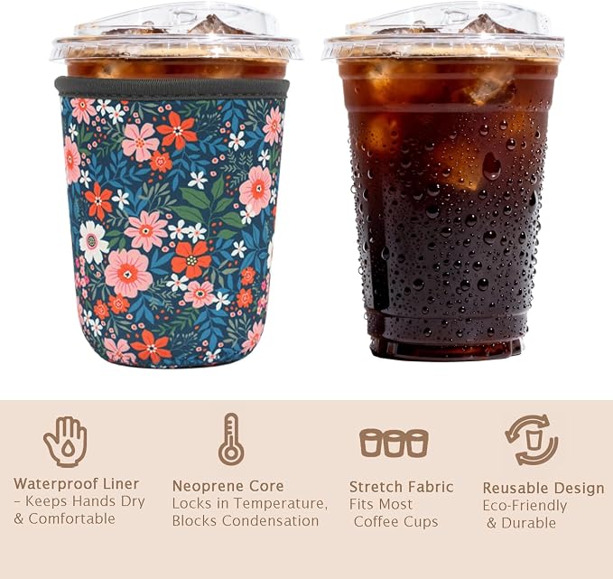 Reusable Insulated Sleeve for Iced Coffee Cup, Coffee Neoprene Sleeve for Cold - Image 6