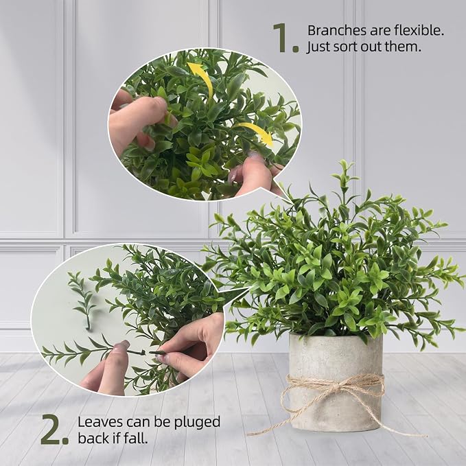 3 Pack Small Fake Plants in Farmhouse Pulp Pot - Image 5
