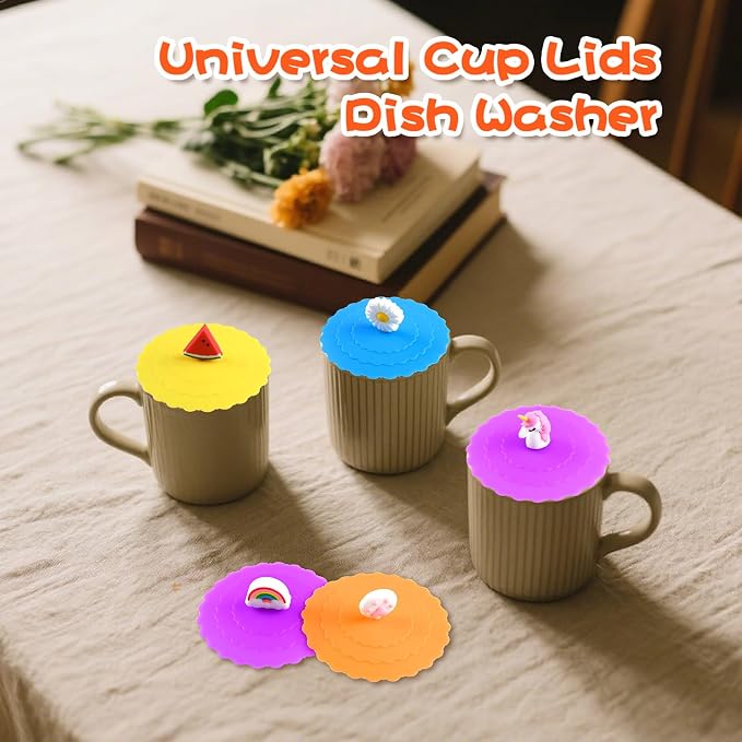 8PCS Silicone Cup Lids Mug Cover, Colorful Food Grade Anti-dust Airtight Seal - Image 7