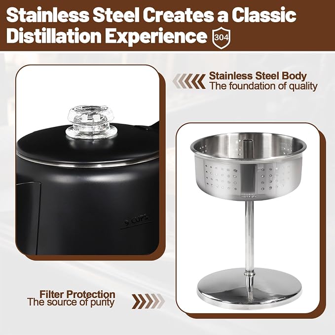 9 Cup Percolator 304 Stainless Steel Coffee Pot Coffee Maker Coffee Machine - Image 5